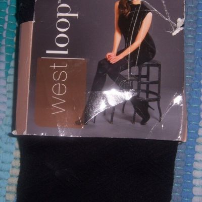 West Loop Black Diamond Control Top Fashion Tights Size Medium / Large NEW